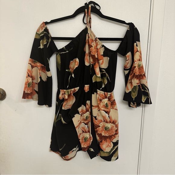 Floral Off-Shoulder Mini Romper - Picture 1 of 4
